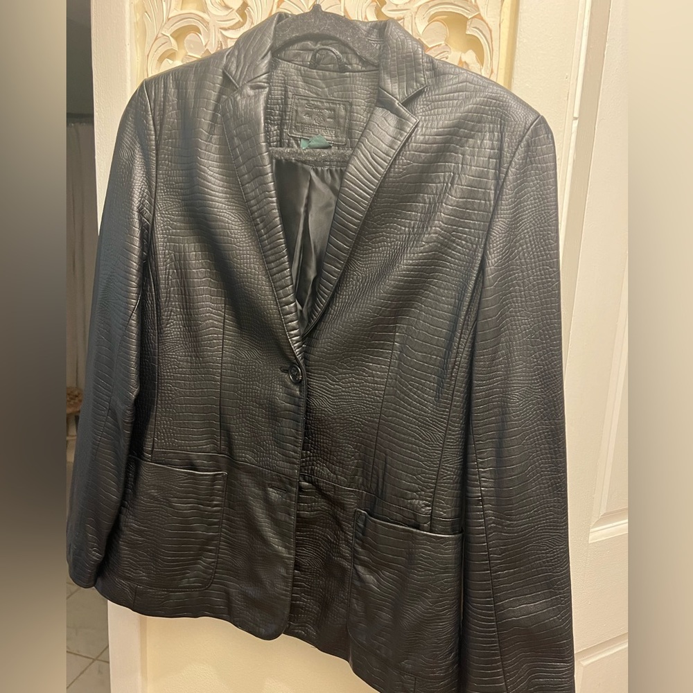 Vintage Ralph Lauren Croc Embrossed 100% Leather Jacket